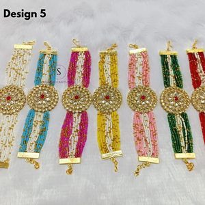Pulseras de latón Kundan de diseño multicolor con hermoso trabajo floral para bodas, Haldi, Mehndi, fiestas, joyería para mujer - Product Image 6