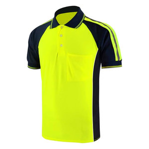 Polo de alta visibilidad de poliéster transpirable Polo de seguridad de malla de refrigeración de manga larga y corta con función térmica y bolsillo - Product Image 4