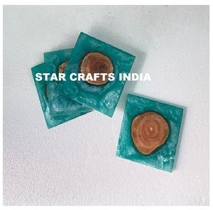 Sous-verre artisanal en bois époxy et résine d'acacia de la meilleure qualité Dessous de verre à thé en bois fait à la main - Product Image 2