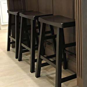 Taburete de bar de madera de nogal marrón de 63 cm, taburete alto moderno para cocina, silla de comedor. - Product Image 5