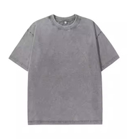 T-shirt tricoté pour homme, nouveau design, délavé à l'acide, 100% coton, respirant, anti-rétrécissement, col rond, coupe classique, manches courtes, haute qualité