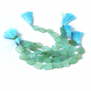 Cuentas de Calcedonia Aqua Natural de Forma Irregular con Reverso Plano de 14x18mm a 15x21mm, Cuentas de Piedra Preciosa Aqua, Hilo de 8 Pulgadas, Suministros para Fabricación de Joyas - Product Image 2