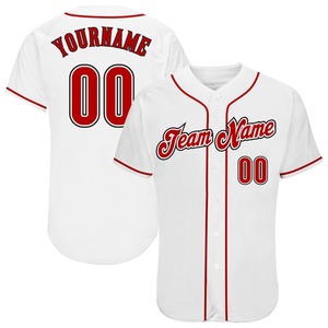 Maillot de baseball de qualité supérieure, best-seller, vêtements d'équipe personnalisés, maillot de baseball authentique blanc rouge-noir personnalisé - Product Image 1