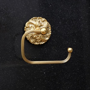 Porte-papier toilette mural en laiton doré, design moderne floral, haute qualité, pour salle de bain, vente en gros - Product Image 1