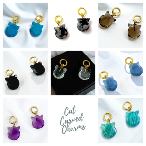 Clear Quartz Gemstone Cat Carved <b>Charms</b> Pendant - 925 <b>Silver</b> Animal Carved Stone - Kids <b>Bracelet</b> <b>Charm</b> Wholesale - Product Image 3