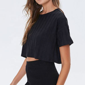 High quality Crop <b>Top</b> Women around neck <b>Short</b> <b>sleeve</b> logo design Female Wholesale Summer Simple Basic - Product Image 6