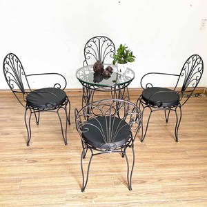 Silla de Café de Diseño Tradicional para Exteriores, Estructura de Hierro Decorativa con Recubrimiento en Polvo, para Dormitorio, Almacén, Muebles de Exterior Hechos de Madera y PE - Product Image 6