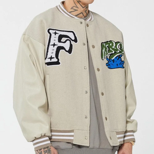 Chaqueta de béisbol universitaria personalizada Letterman con parche elegante para hombre chaquetas universitarias con logotipo de alta calidad de cuero de lana - Product Image 2