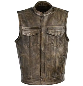 Gilet en cuir pour hommes adultes en cuir véritable dans un nouveau style Gilet de moto en cuir de haute qualité - Product Image 1