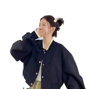 เสื้อเบสบอลผู้หญิงแบบบางทรงหลวมสไตล์อเมริกันวินเทจฤดูใบไม้ร่วง/ฤดูหนาว - Product Image 2