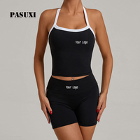 Ensemble de yoga pour femme PASUXI haut et legging d'entraînement à séchage rapide-Tenue de sport brossée à contrôle du ventre à taille haute pour la course à pied