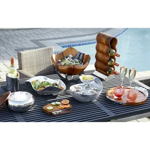 Bol en céramique moderne fait main, centre de table décoratif avec motif végétal pour tables basses de luxe, bordure en pétales, sûr, élégant et plaqué. - Product Image 2