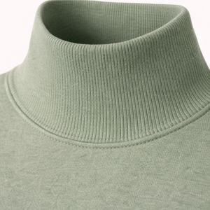 Sudadera Casual para Hombre, Sudadera de Cuello Alto Simulado de Color Sólido, Ajuste Holgado, Manga Larga, Sudadera de Invierno para Hombre - Product Image 4