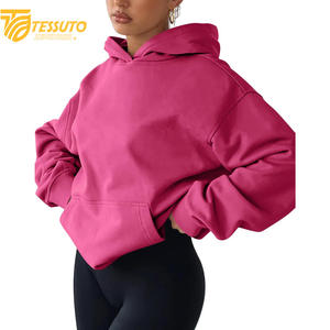 เสื้อครอปไซส์ใหญ่พิเศษสำหรับผู้หญิงเสื้อมีฮู้ดแฟชั่นผ้าฝ้าย100% สั้นโอเวอร์ไซส์สำหรับผู้หญิง - Product Image 4