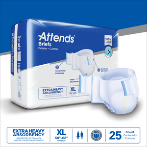Attends Brief Extra Heavy Absorbency XL. Bag 25. Adult Incontinence Diapers Odour Control nappies For Adults (Waist: 58"-63") - Product Image 2