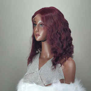 Peluca de cabello humano vietnamita 100% de alta calidad, hermoso Color burdeos oscuro, onda profunda, sin enredos, sin desprendimiento, precio al por mayor - Product Image 3