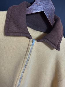 Chemise à manches longues en coton French Terry de haute qualité 400GSM, patchwork marron et jaune, fermeture éclair, design décontracté doux et confortable pour hommes - Product Image 4