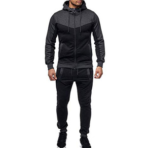 Venta al por mayor Unisex 2 Piezas Athletic Sports Pure Color Chándal Entrenamiento Ropa Deportiva Fitness Pantalones de chándal y Sudadera con capucha Conjunto Hombres - Product Image 5