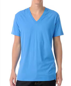 T-shirt à col en V pour homme, couleur unie, manches courtes, unisexe, 250 GSM, coton lourd, uni, t-shirt à col en V pour homme - Product Image 6