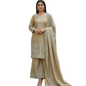 Salwar Kameez Dupatta de créateur pour femme adulte, style actrice de série télévisée, traditionnel indien, en tissu 100% pur lin et soie, pour soirée, nettoyage à sec - Product Image 1