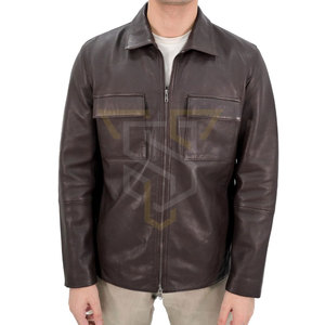 Veste d'hiver en cuir pour homme, couleur unie, fabrication en usine, personnalisez votre propre produit, veste en cuir pour homme en vente - Product Image 2