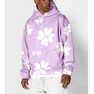 เสื้อฮู้ดพิมพ์ลายหนักคุณภาพสูงสำหรับผู้ชาย เสื้อฮู้ดผ้าเฟรนช์เทอร์รี่สำหรับฤดูหนาว  เทคนิคการปักแบบดรอปโชว์เดอร์ - Product Image 1