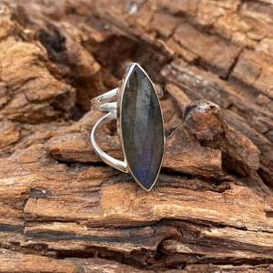 Bague statement en labradorite, faite à la main, en argent sterling 925, bijoux en pierres précieuses pour femmes, pierre naturelle, cadeau - Product Image 5