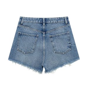 Best Design Custom Made Women's Denim Shorts in Top Quality Summer Wear Quick Dry Breathable <b>Soft</b> Customized Denim Shorts - Product Image 5