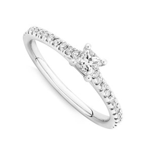 0,50 Ct Princess Cut Lab Grown Diamond Anillo delicado Lab Creado Anillo 14K Oro blanco sólido Diamante Anillo para mujer - Product Image 2