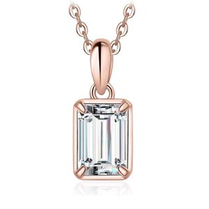 Collier pendentif solitaire Moissanite pour femme, colliers en argent sterling 925 plaqué or rose jaune blanc 14 carats pour elle - Product Image 3