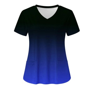 Ensemble d'uniforme d'infirmière en tissu tissé élasthanne pour femme, avec haut à manches courtes et col en V et pantalon jogger, pour usage hospitalier, détection d'aiguilles - Product Image 6