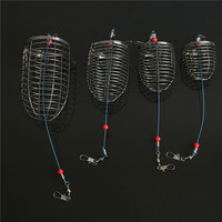 Cage à appâts de pêche en acier inoxydable, panier à appâts, support d'alimentation, accessoires pour la pêche à la carpe avec hameçons en fil métallique, équipement de pêche en eau douce et salée