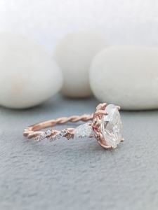 14K Solid Yellow Rose Gold Oval Shape Three Stone 2.0 CT VVS Lab Grown Diamond Engagement Wedding Ring GIA Fine Jewelry - Product Image 2