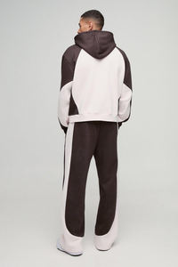 Chándal de 2 Colores, 100% Algodón, 400 GSM, Pantalón Acampanado y Sudadera con Cremallera, Chándal Holgado de Invierno para Hombre - Product Image 2