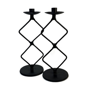 Beau design Ensemble de 2 bougeoirs en métal de couleur noire Bougeoir en métal de couleur noire avec couleur personnalisée - Product Image 1