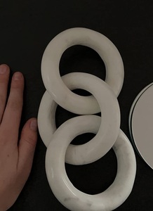 Sculpture décorative artisanale en marbre blanc à 3 maillons pour la décoration intérieure moderne, centre de table basse, accent de style intérieur - Product Image 6