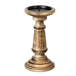 Metal & Wooden <b>Pillar</b> <b>Candle</b> Holder - Product Image 3