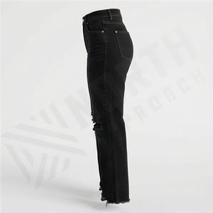 Wholesale Women <b>Denim</b> Stretchy Jean Pants Skinny Stock Apparel Washed Down Loose Baggy <b>Trousers</b> 2026 High Quality Stylish Wear - Product Image 3