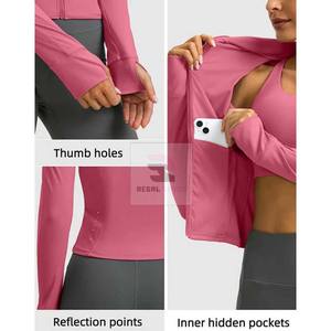 Chaquetas deportivas con cremallera para mujer al por mayor, chaqueta de yoga con logotipo personalizado - Product Image 5