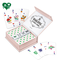 Juego de Mesa para Reuniones Familiares, King Cards, Versión Taiwanesa, Cartas de Mahjong Portátiles de Plástico con Acabado Mate, 144 Cartas, 2 Mazos, 4 Dados