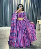 Lehenga Choli en Georgette Imprimé Riche Look avec Dupatta, Vêtement Ethnique pour Tenue de Fête, Qualité Supérieure, Gamme Basique, Couleur Violet, Prix de Gros