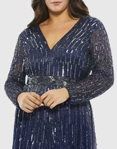 Robe de soirée élégante à sequins et perles, sans manches, silhouette trompette/sirène, motif floral - Product Image 2