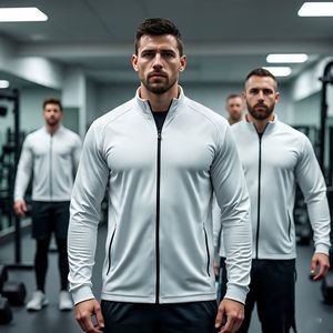 เสื้อแจ็คเก็ตกีฬาฟุตบอลมีซิปสำหรับผู้ชายเสื้อแจ็คเก็ตโพลีเอสเตอร์สำหรับออกกำลังกายฟิตเนสวิ่งฟุตบอล - Product Image 6