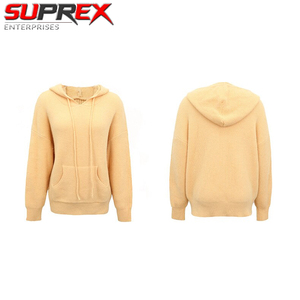 Sweat à capuche zippé côtelé décontracté pour femme avec poches kangourou et cordon de serrage en polyester/coton - Product Image 5