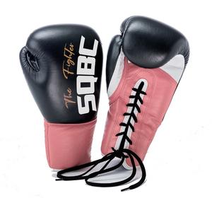 Venta al por mayor de alta calidad negro 12oz guantes de boxeo adulto profesional con cordones de cuero ganador logotipo personalizado guantes de boxeo - Product Image 4