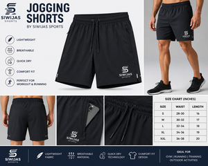 Men Quick Dry Jogging Shorts Breathable Lightweight Sports Shorts Elastic Waist Running Training Gym Wear - Product Image 1