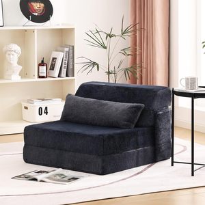 Canapé-lit pliable moderne en tissu peluche, sac de rangement portable extensible pour hôtel, salon, chaise longue - Product Image 2
