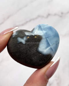 NATURAL OWYHEE BLUE OPAL HEART STONE <b>CRYSTAL</b> for REIKI HEALING <b>FENG</b> <b>SHUI</b> STYLE HOMEDECOR Semi-Precious Stone Craft - Product Image 2