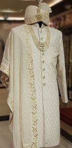 NEW--ELEGANT ZARI EMBROIDERY on STYLISH GROOM SHERWANI,<b>PANT</b> & MATCHING SHOE WITH EMBELLISHED CRYSTAL GLASS BEADS,DABKA WORK@2024 - Product Image 2