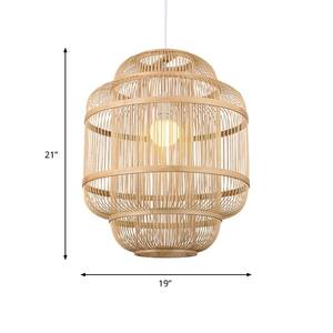 Lampe suspendue en bambou artisanale traditionnelle avec cordon réglable pour la décoration de plafond - Product Image 2